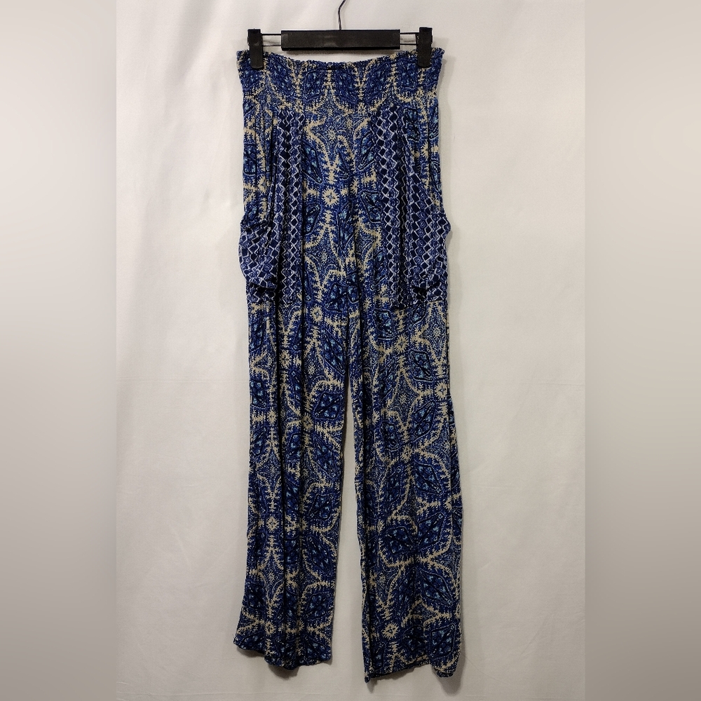 Band Of Gypsies Artsy Wide Leg Pants Womens S Blue Boho Retro Cottagecore